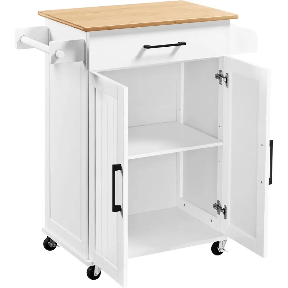 Kitchen Q - Carrinho de Cozinha Branco com Prateleira