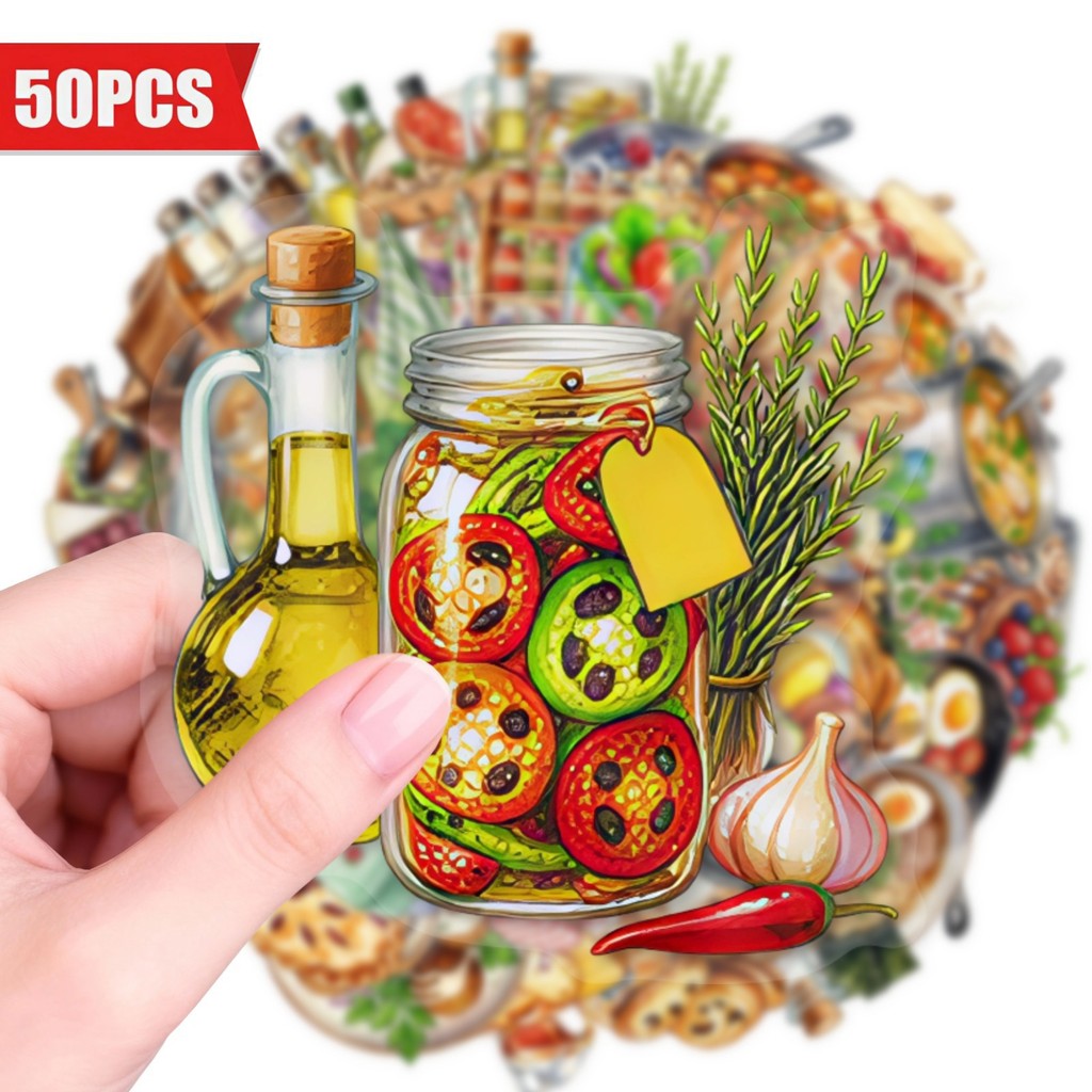 Baking (Kitchen Ingredient) - 50 Adesivos Transparentes de PET para