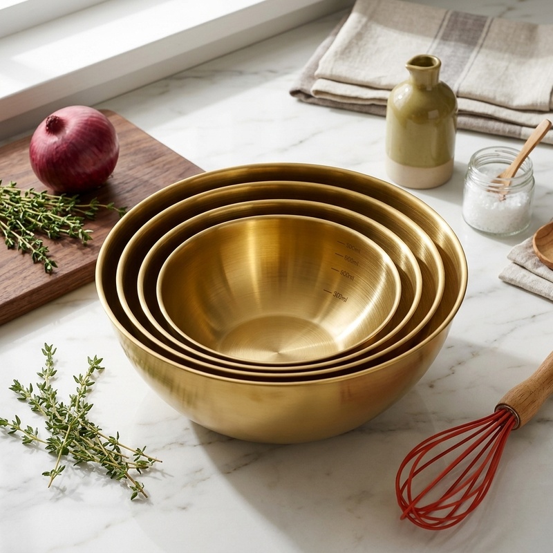 Kitchen Baking Bowls - Conjunto de 3 Tigelas de Aço