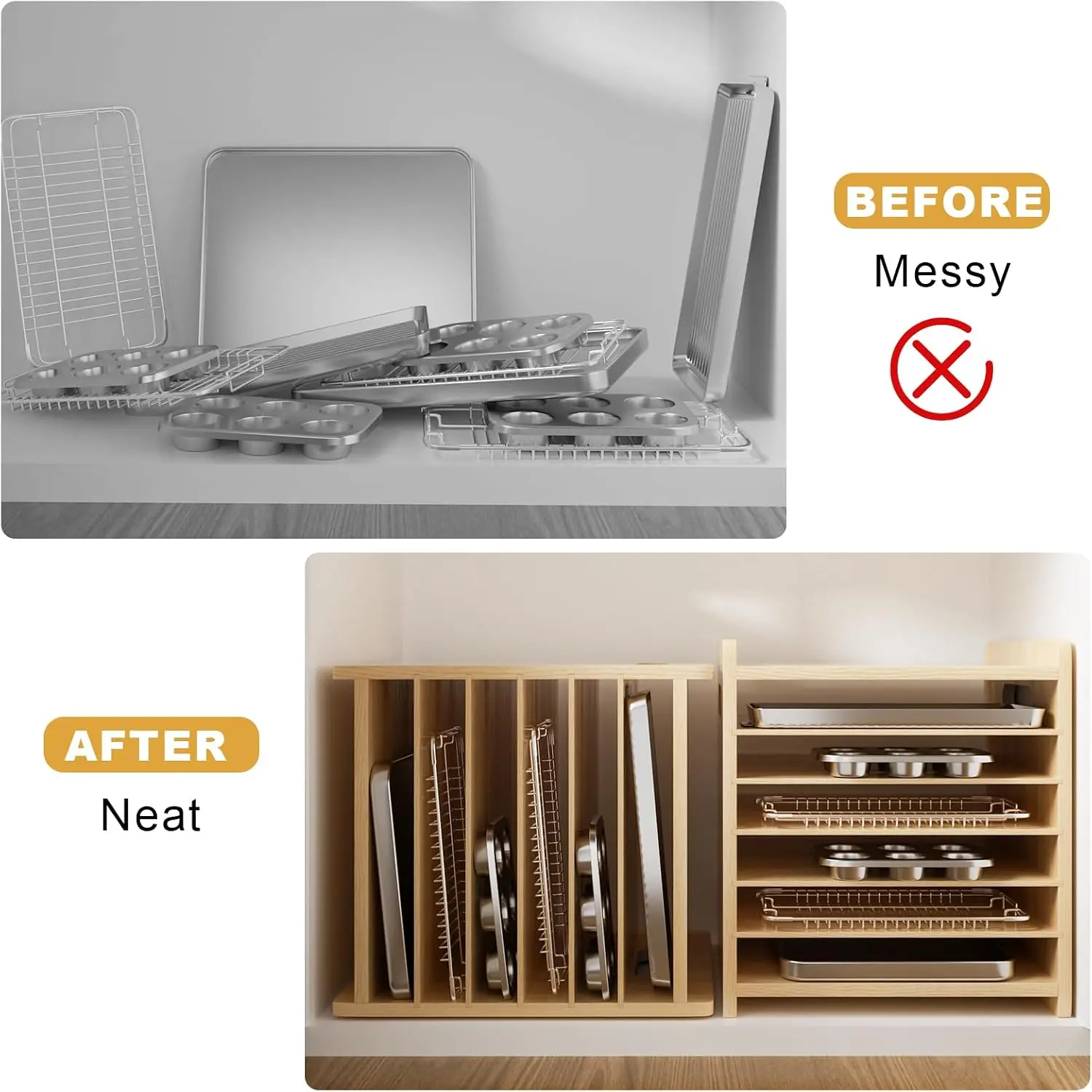 Divisórias de Madeira de 7 Nív - Kitchen Cabinet Baking Organizer avaliação e preço