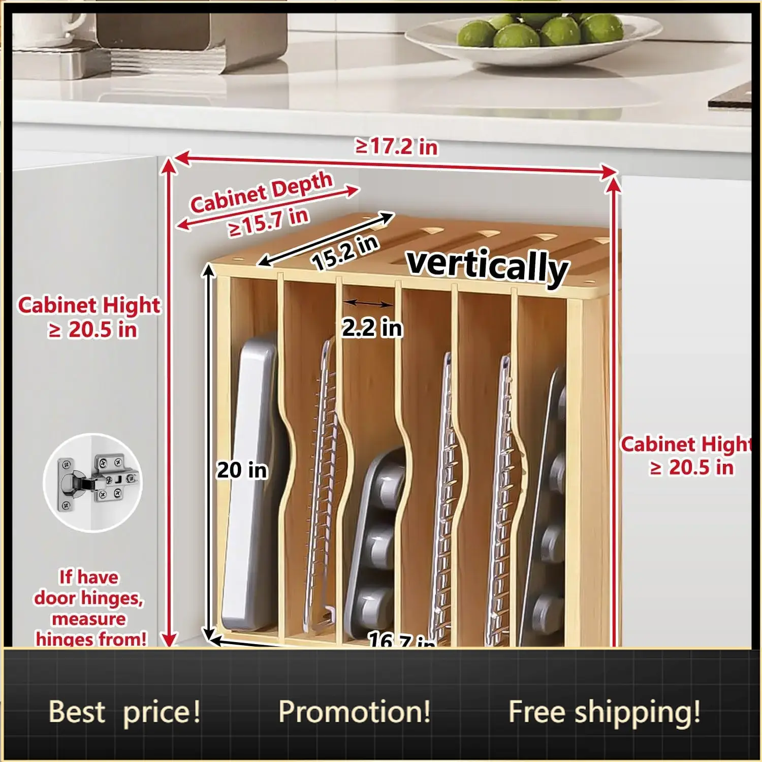 Divisórias de Madeira para Arm - Kitchen Cabinet Baking Organizer avaliação e preço